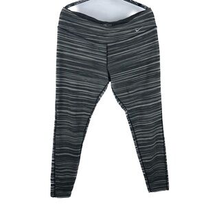Nike Dri-Fit Leggings Pull On Stripe Print Full Length High Rise Workout Pants